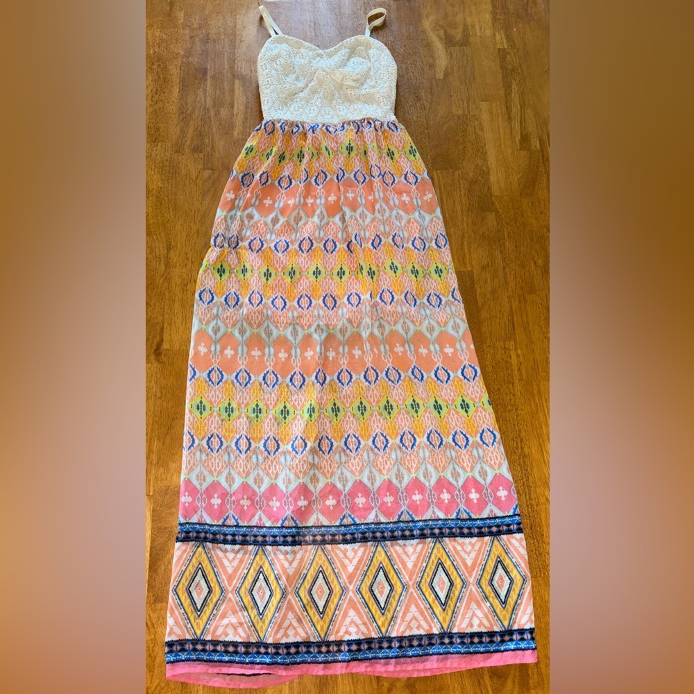 Maurice’s Colorful Maxi Dress with Lace Top